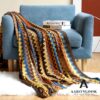 multicolor chevron pattern knitted blanket