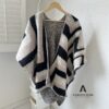 soft warm stripe pattern lady shawl poncho - Image 5