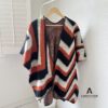 soft warm stripe pattern lady shawl poncho - Image 2