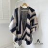 soft warm stripe pattern lady shawl poncho